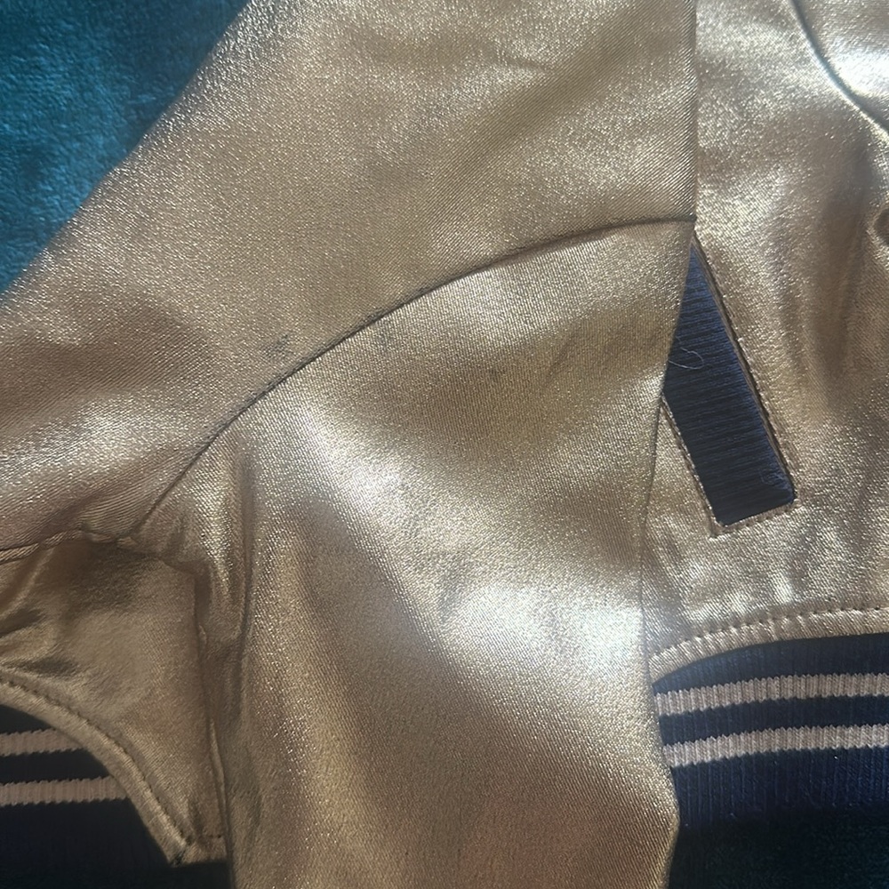 Baby girls rose gold and navy bomber jacket slight markings pictured - Picture 3 of 6